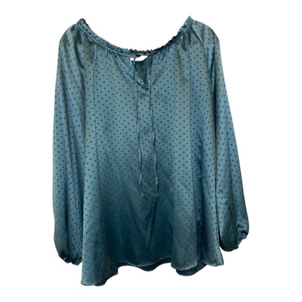 LC Lauren Conrad Green Ruffled Blouse Relaxed Fit